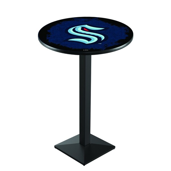 42" Black Wrinkle Seattle Kraken Pub Table